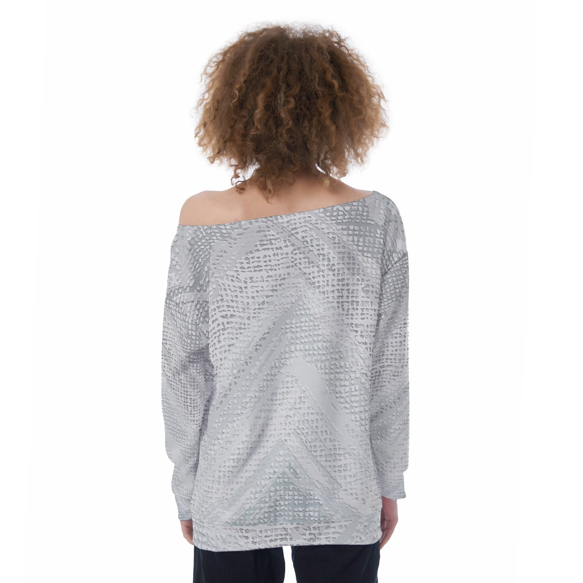 All-Over Print Oversized Women's Off-Shoulder Sweatshirt