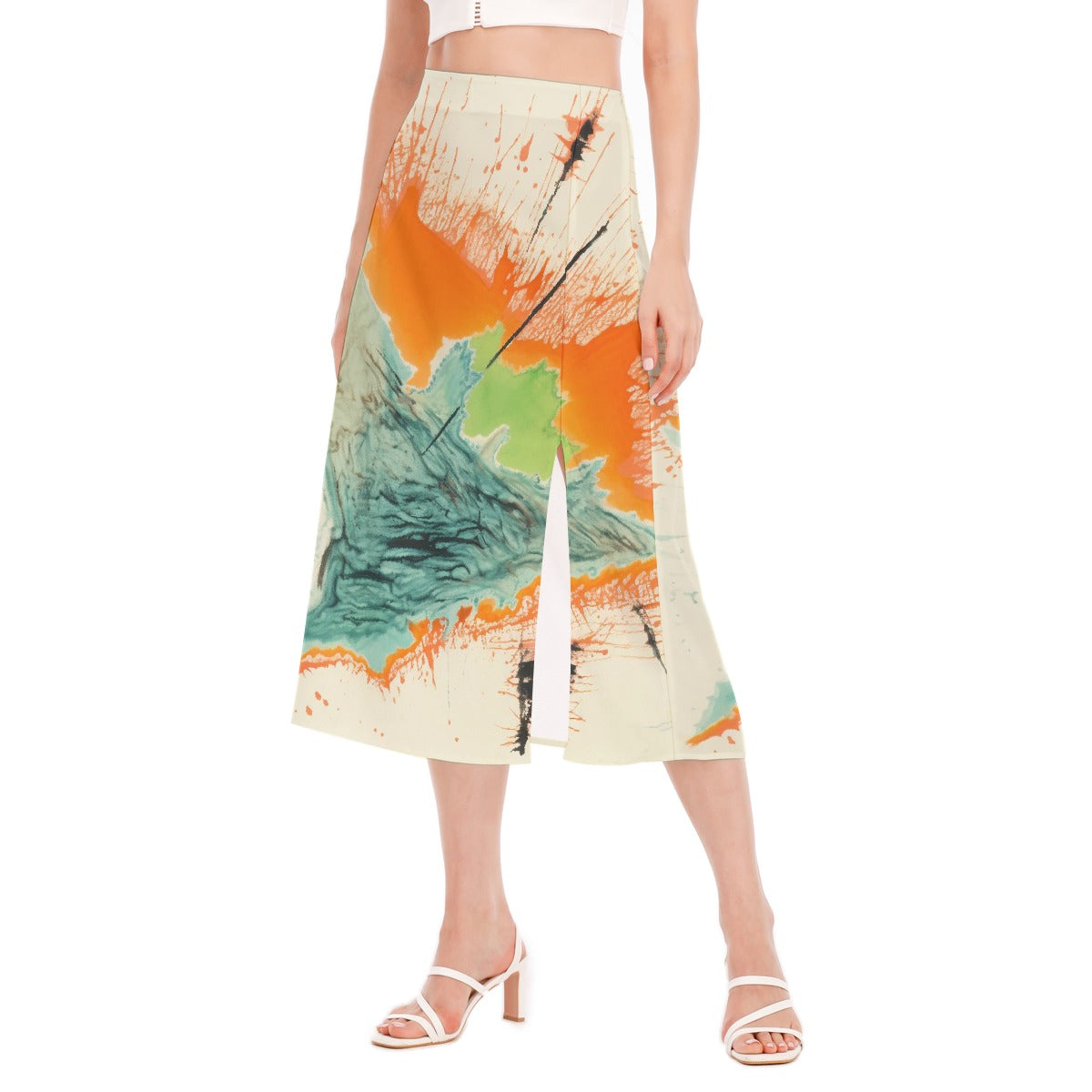 All-Over Print Women's High Slit Long Skirt