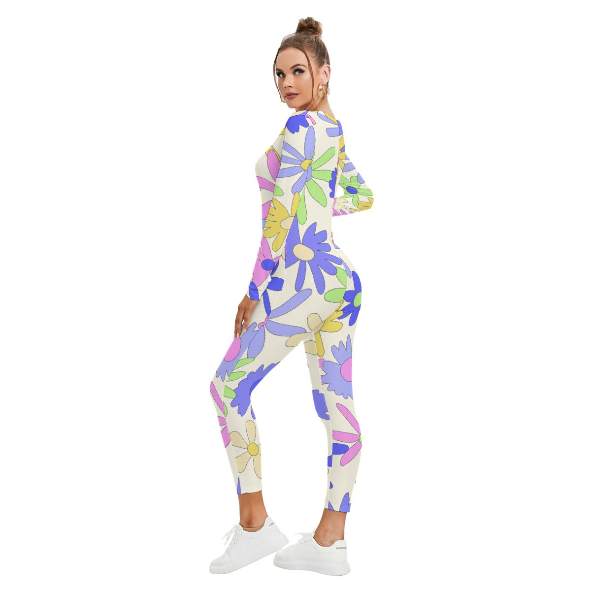 All-Over Print Women's Plunging Neck Jumpsuit
