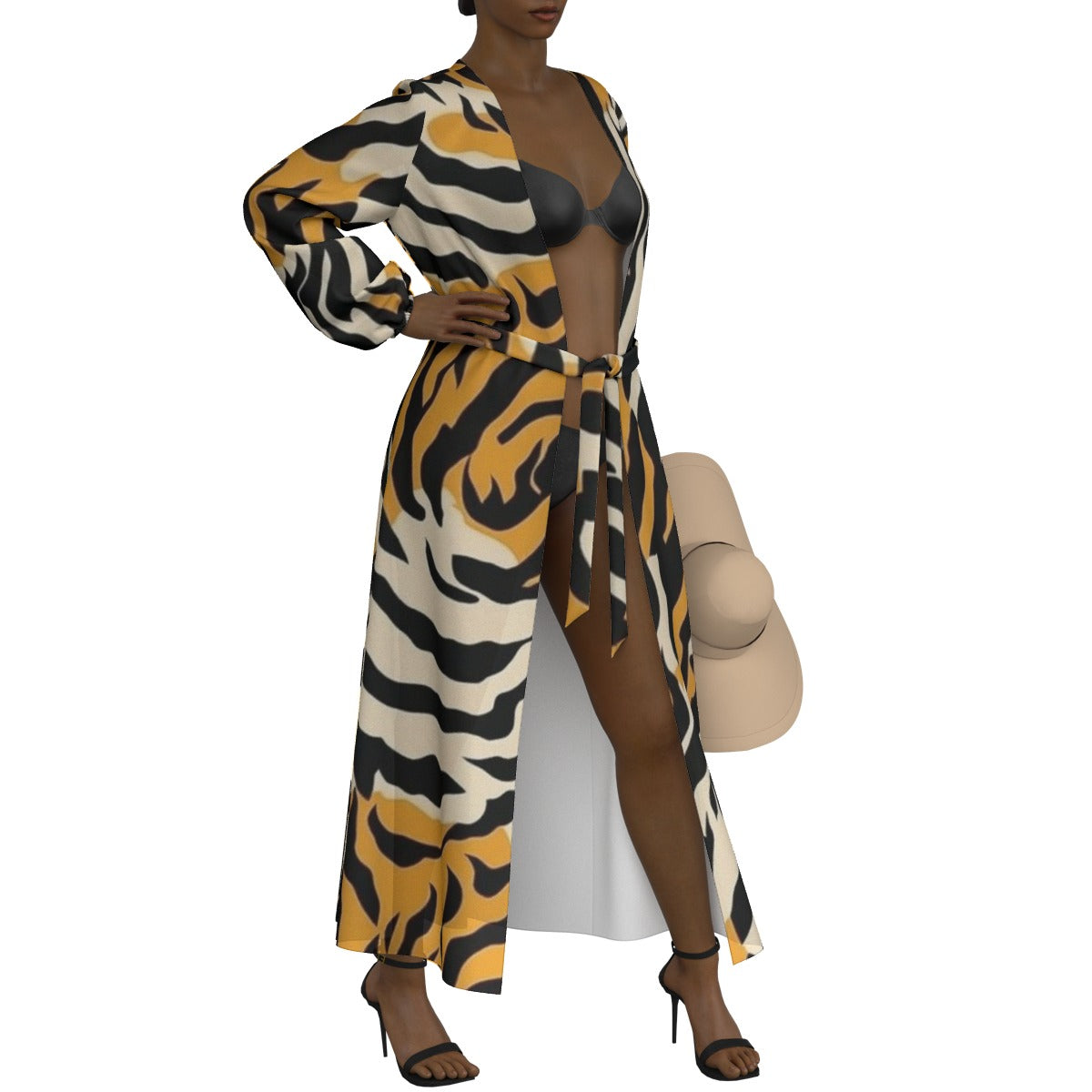 All-Over Print Women's Lace-up Chiffon Robe