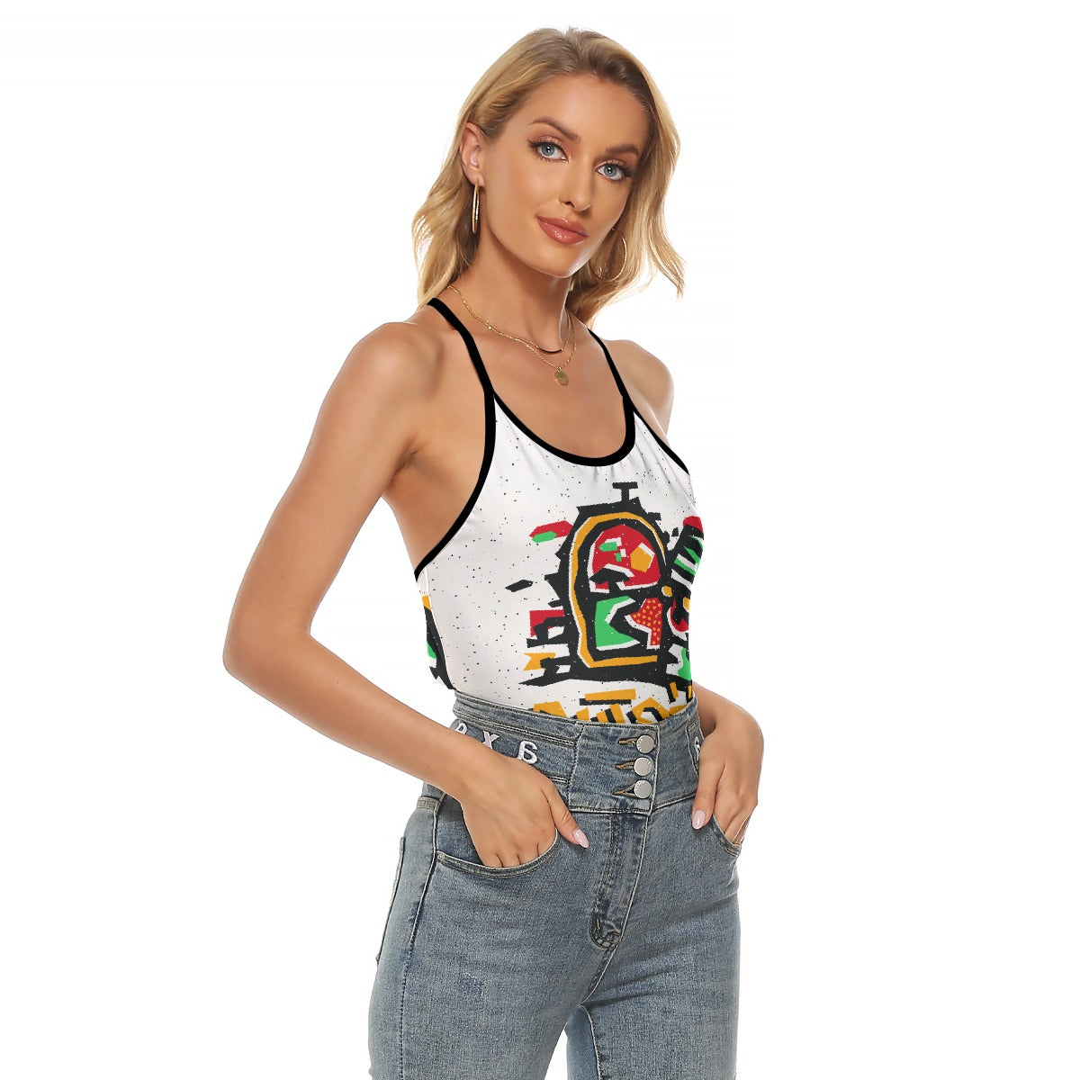 All-Over Print Women's Criss-Cross Open Back Tank Top