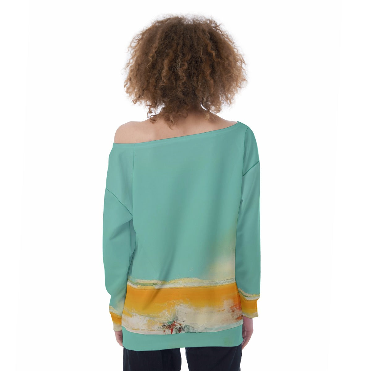 All-Over Print Oversized Women's Off-Shoulder Sweatshirt