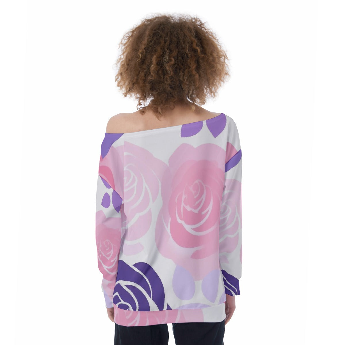 All-Over Print Oversized Women's Off-Shoulder Sweatshirt
