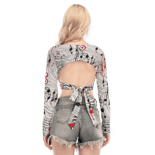 All-Over Print Women's Back Hollow T-shirt With Strap