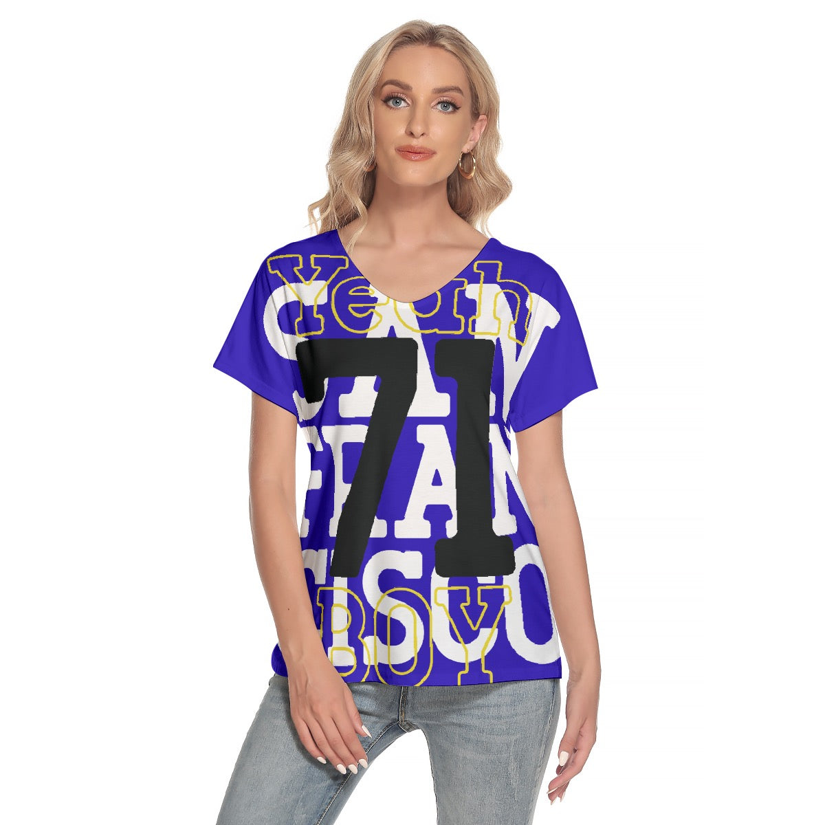 All-Over Print Women's Loose V-neck Short Sleeve T-shirt