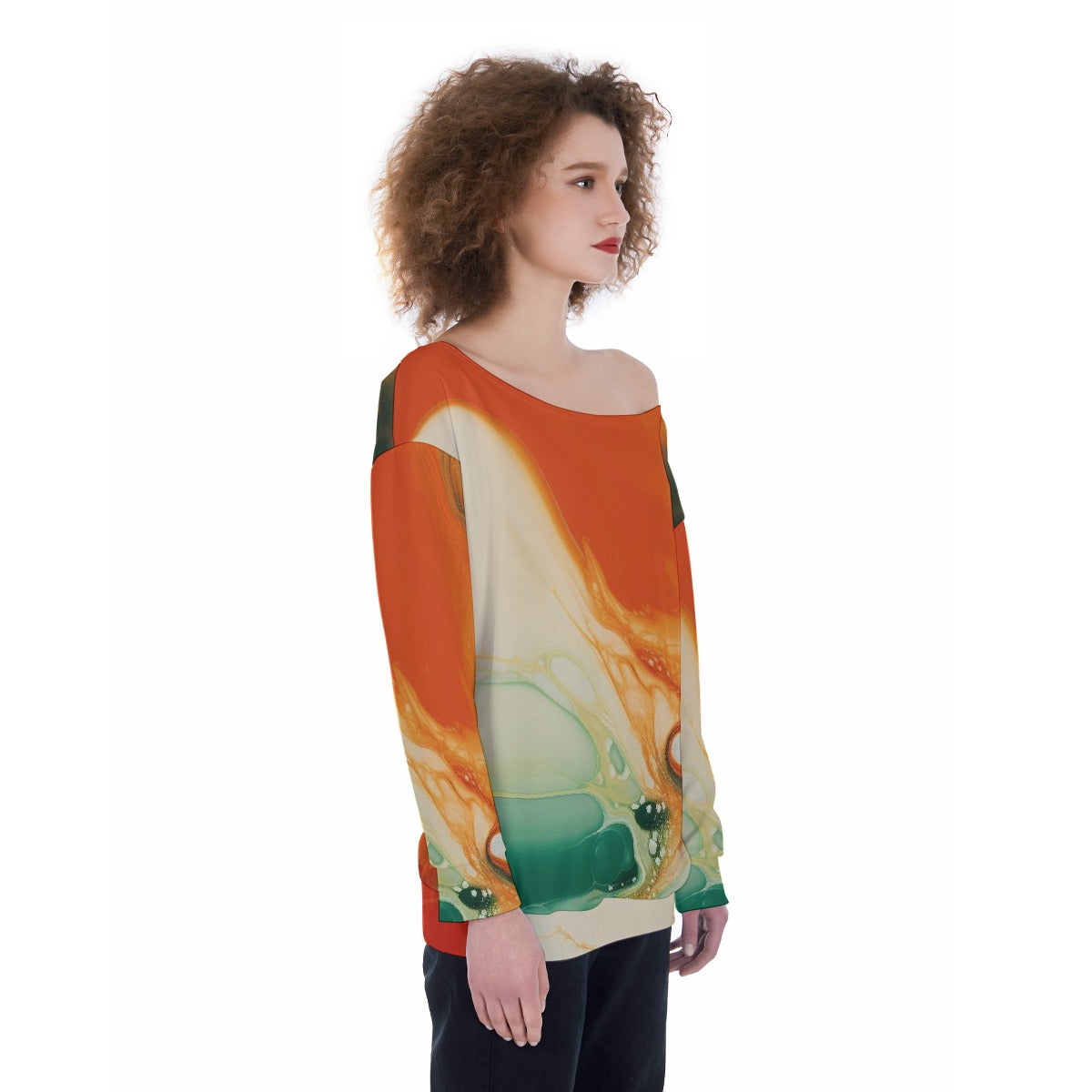 All-Over Print Oversized Women's Off-Shoulder Sweatshirt