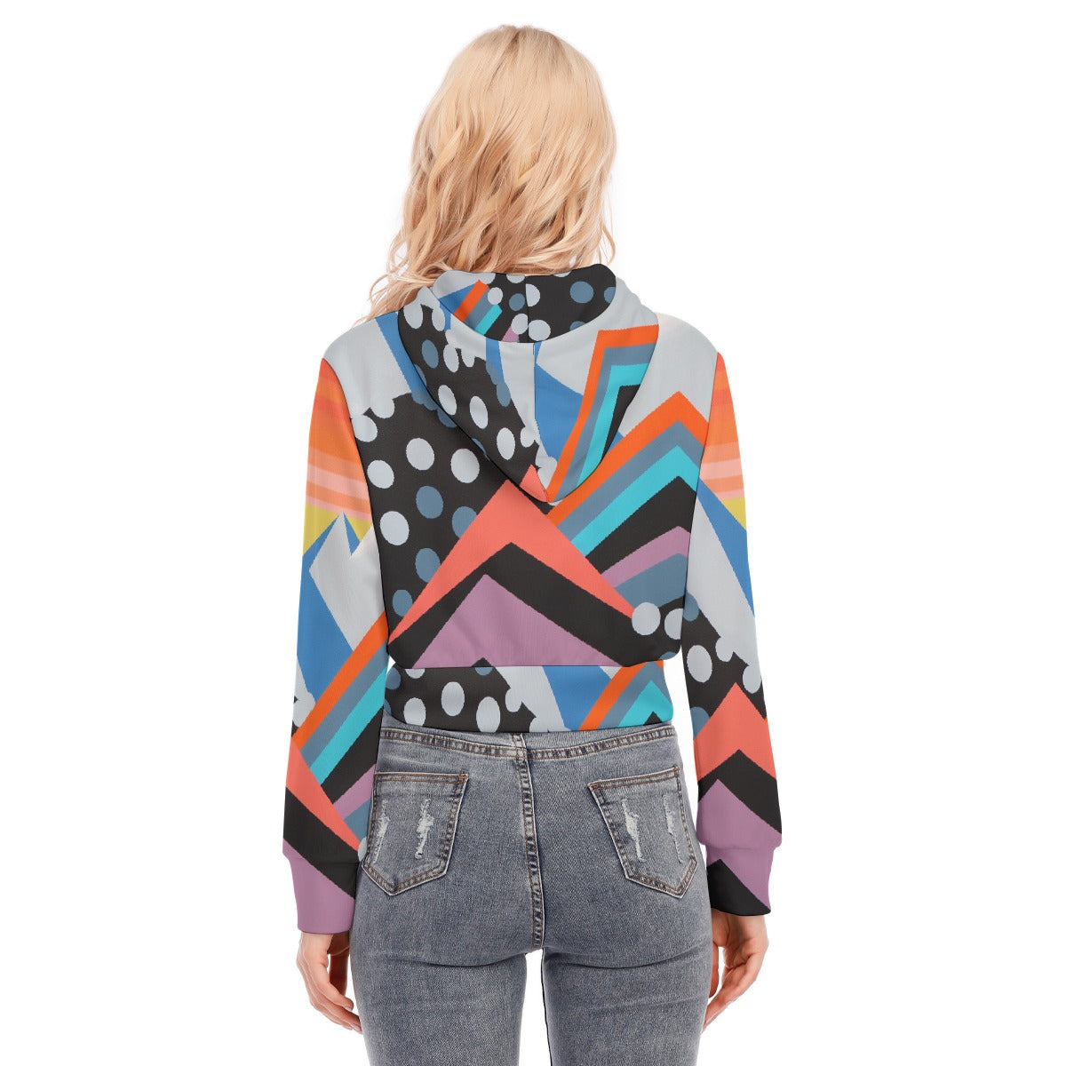 All-Over Print Women's Crop Top Hoodie With Zipper Closure