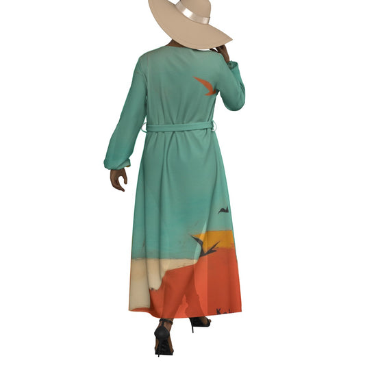 All-Over Print Women's Lace-up Chiffon Robe