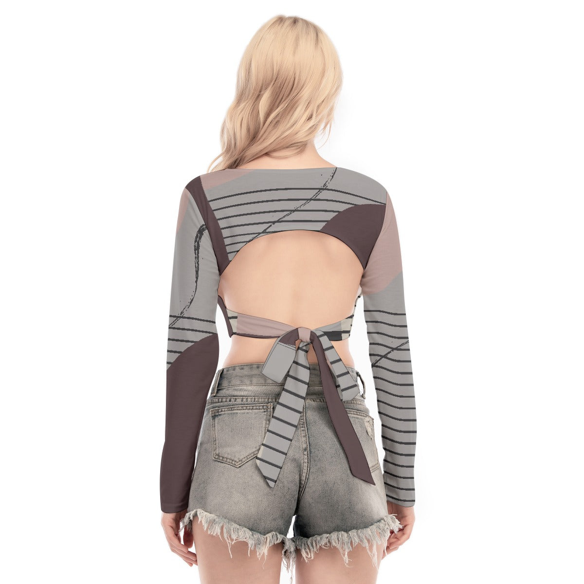 All-Over Print Women's Back Hollow T-shirt With Strap