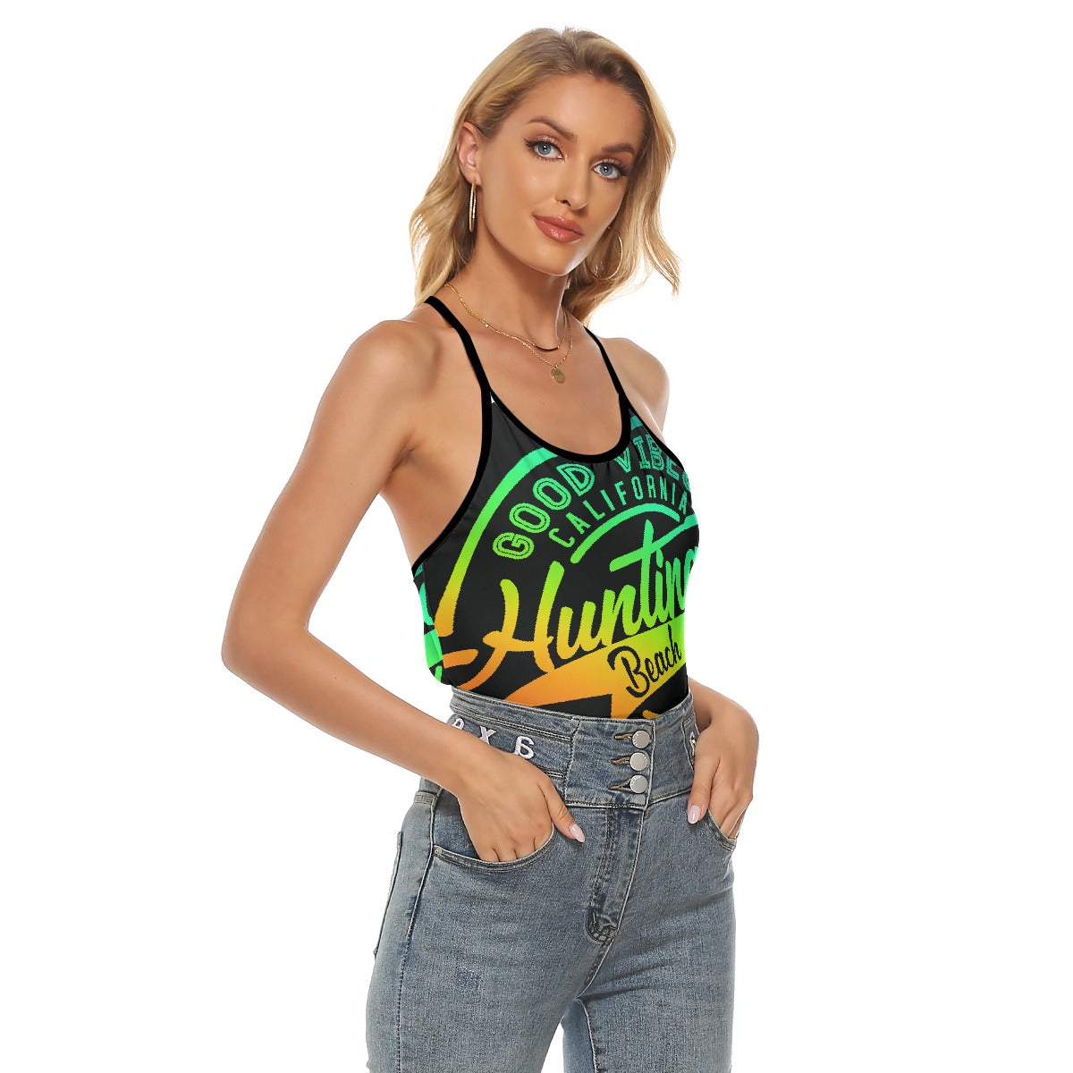 All-Over Print Women's Criss-Cross Open Back Tank Top