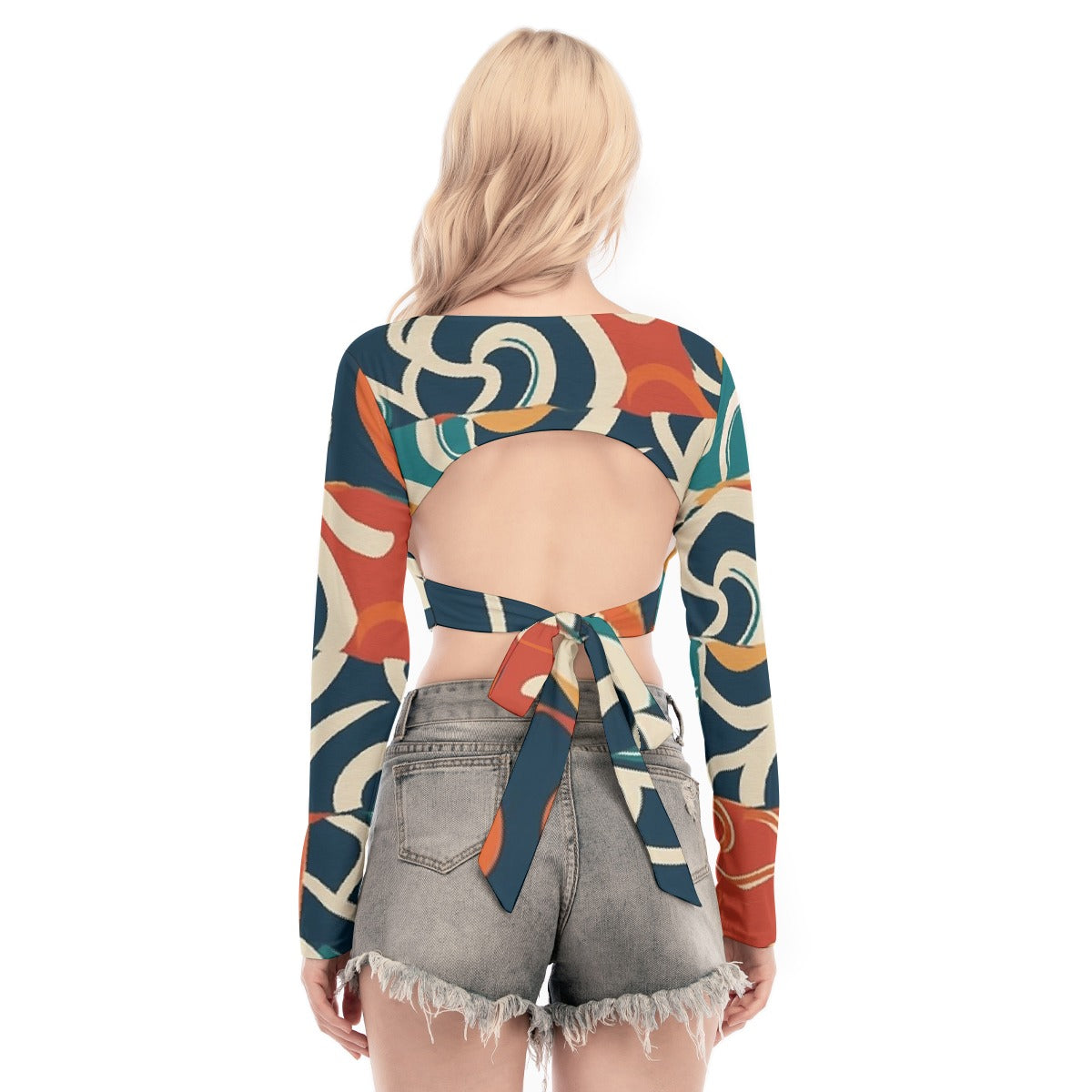 All-Over Print Women's Back Hollow T-shirt With Strap