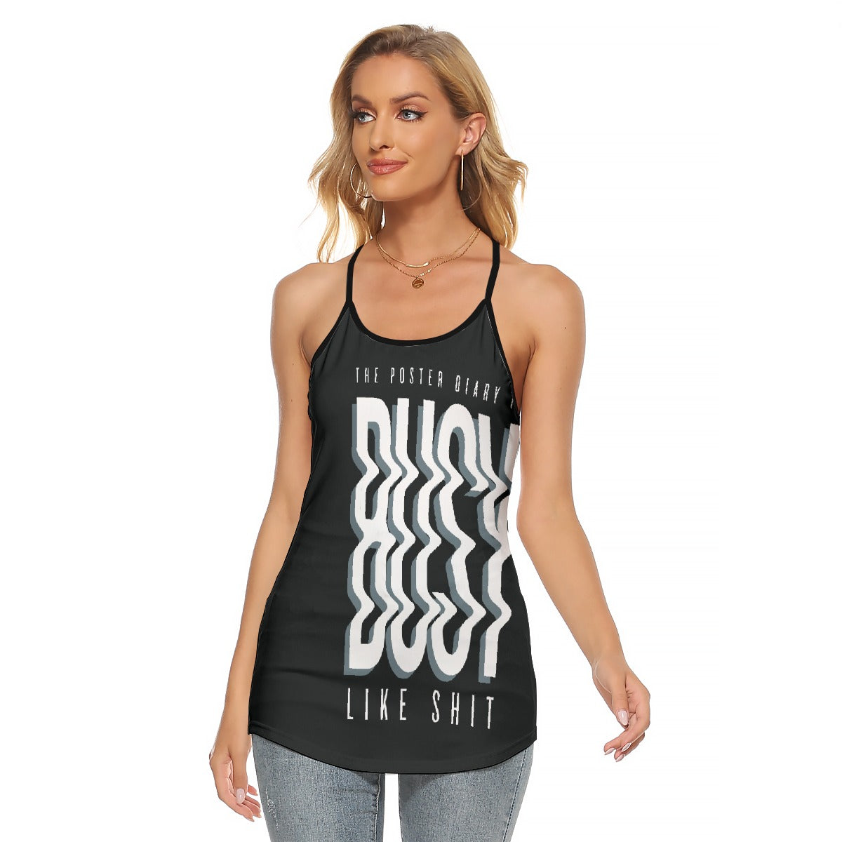 All-Over Print Women's Criss-Cross Open Back Tank Top