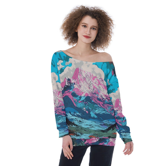 All-Over Print Oversized Women's Off-Shoulder Sweatshirt