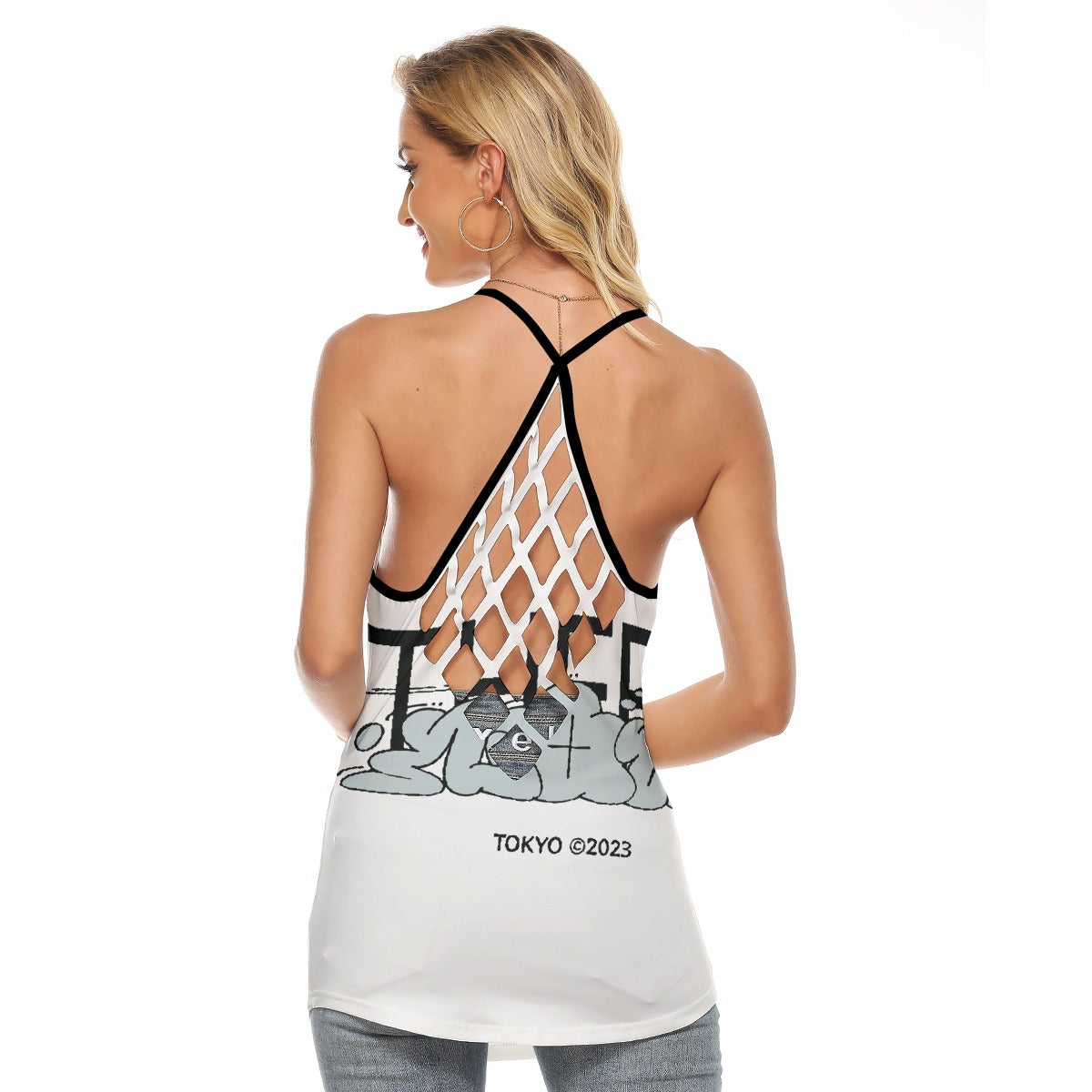 All-Over Print Women's Criss-Cross Open Back Tank Top
