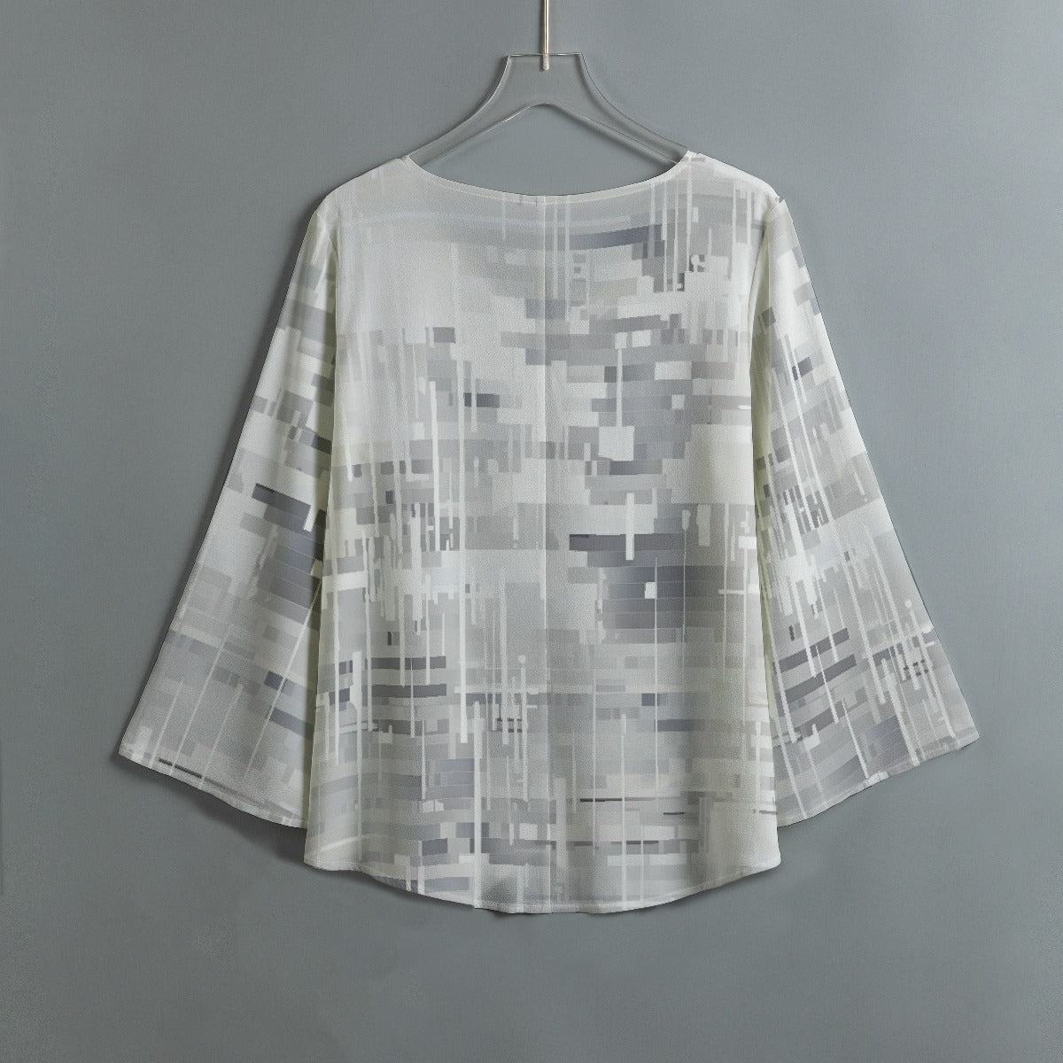 All-Over Print Women's V-neck T-shirt With Irregular Hem