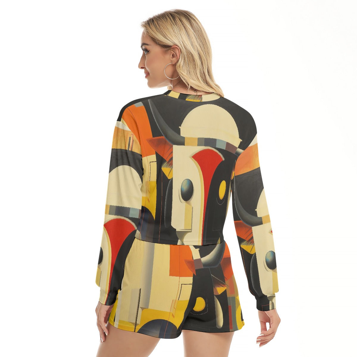 All-Over Print Women's Short Sweatshirt And Pants Suit