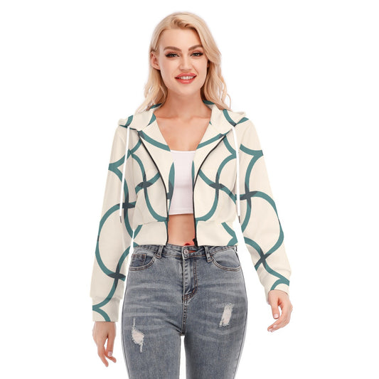 All-Over Print Women's Crop Top Hoodie With Zipper Closure