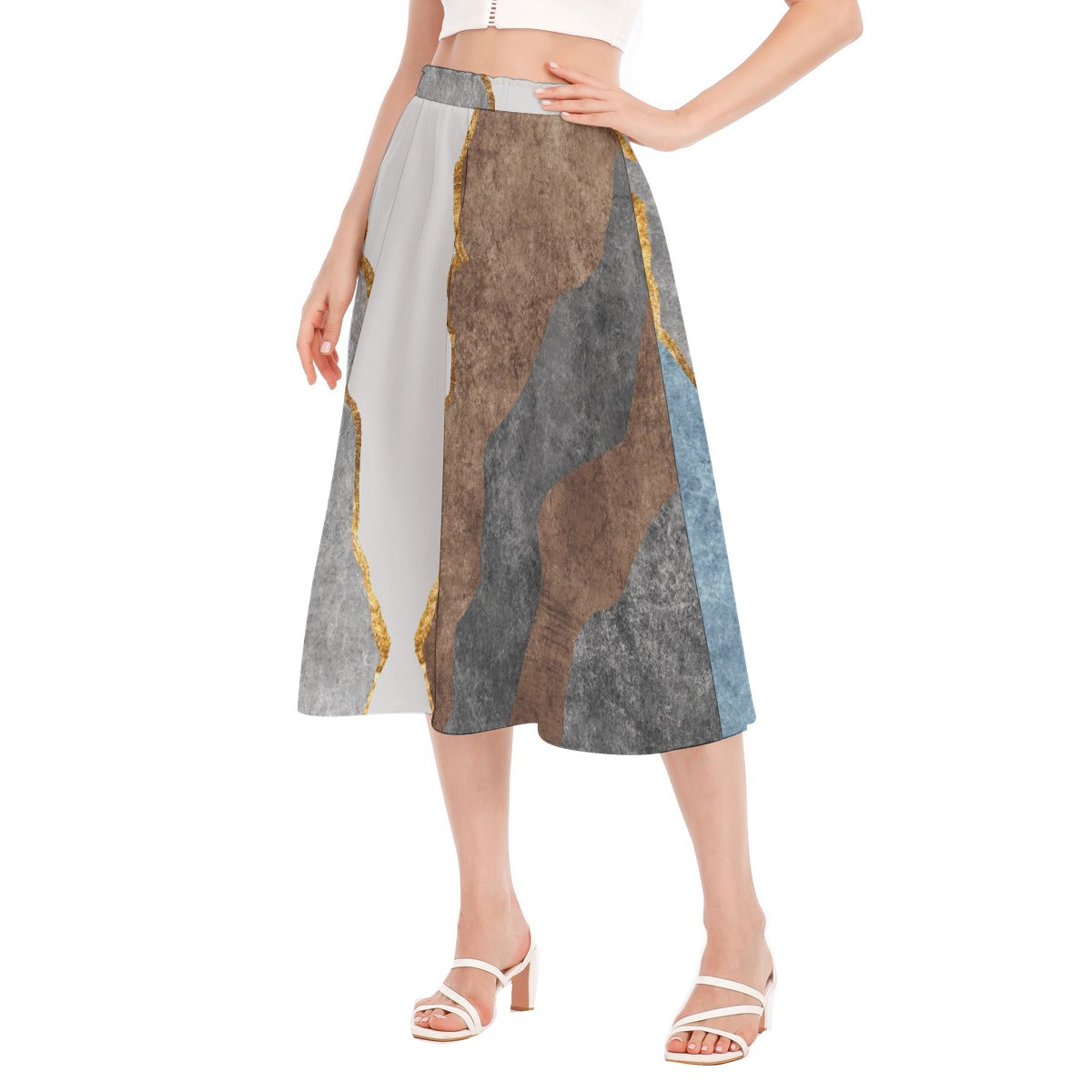 All-Over Print Women's Long Section Chiffon Skirt
