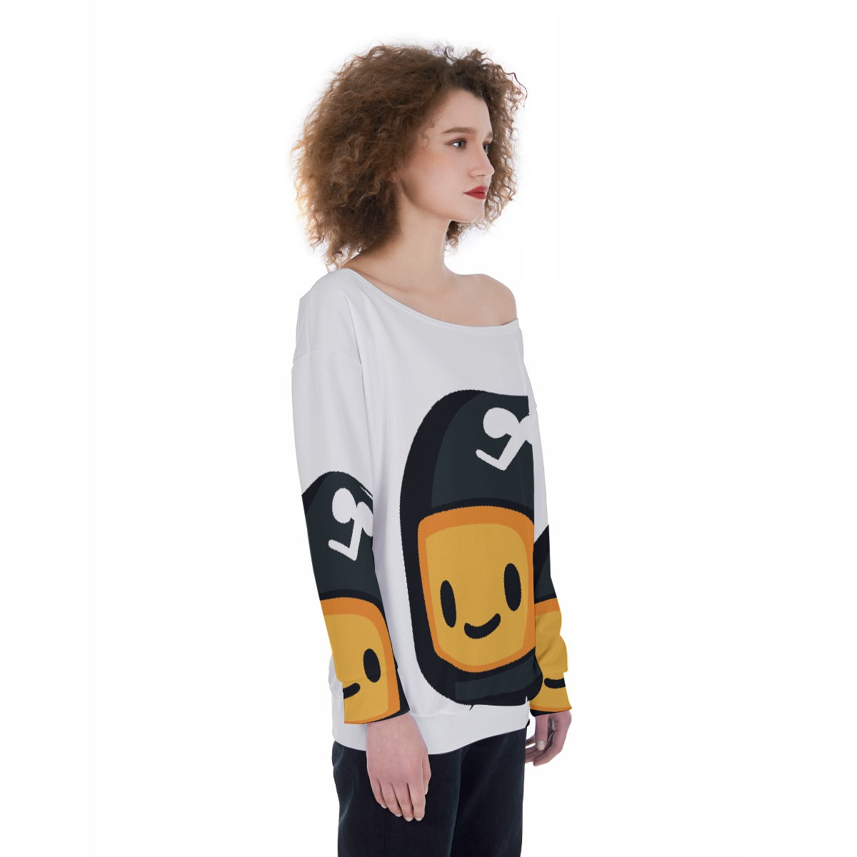 All-Over Print Oversized Women's Off-Shoulder Sweatshirt