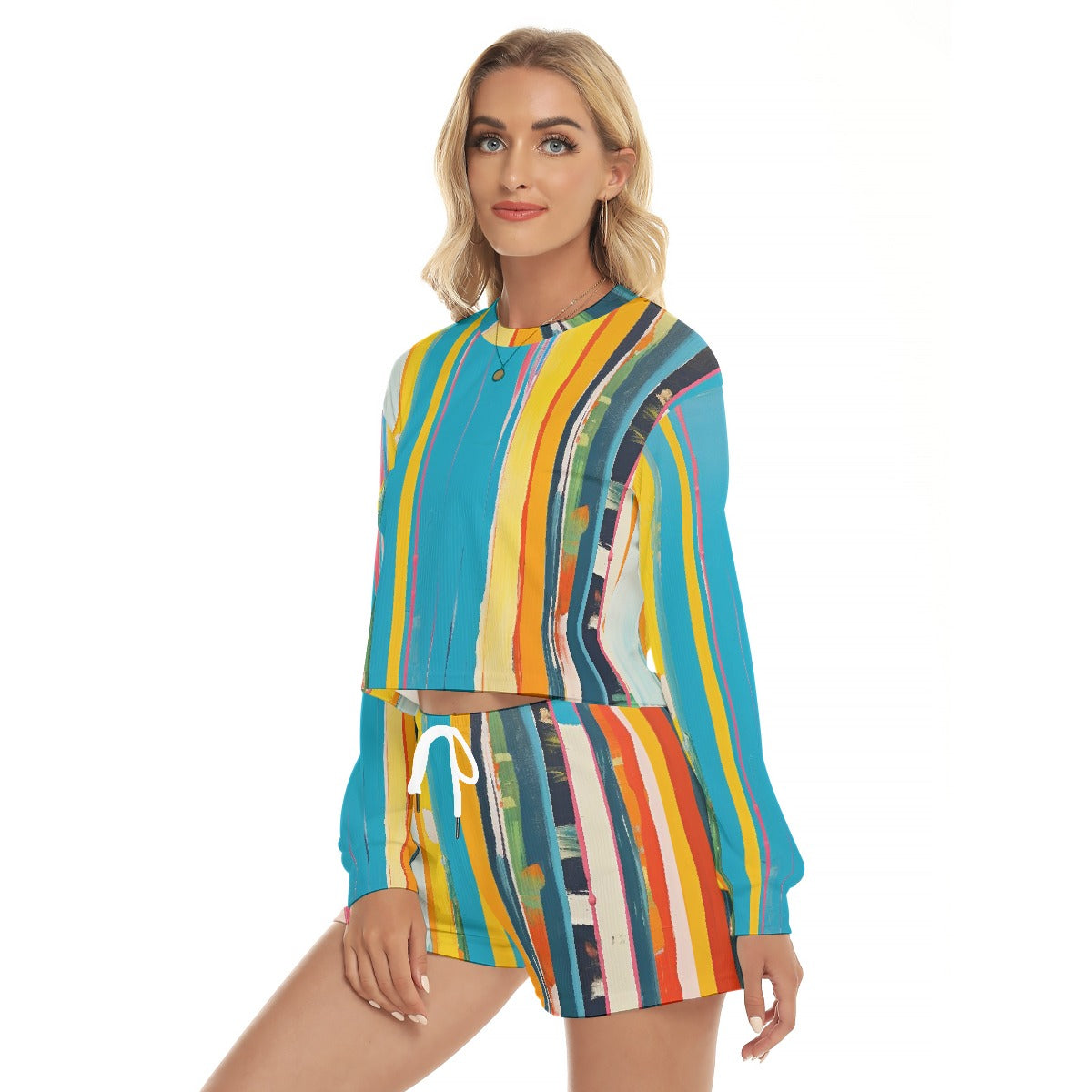 All-Over Print Women's Short Sweatshirt And Pants Suit