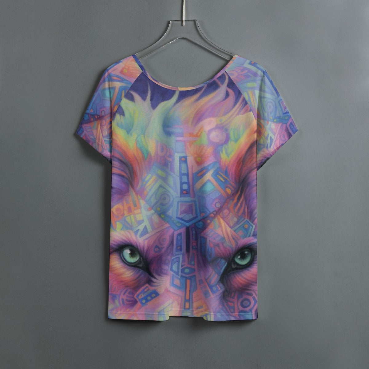 All-Over Print Women's Round Neck T-shirt With Raglan Sleeve