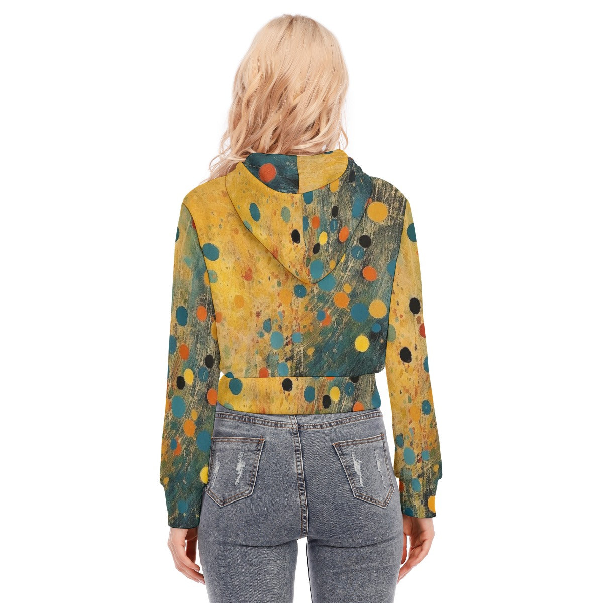 All-Over Print Women's Crop Top Hoodie With Zipper Closure