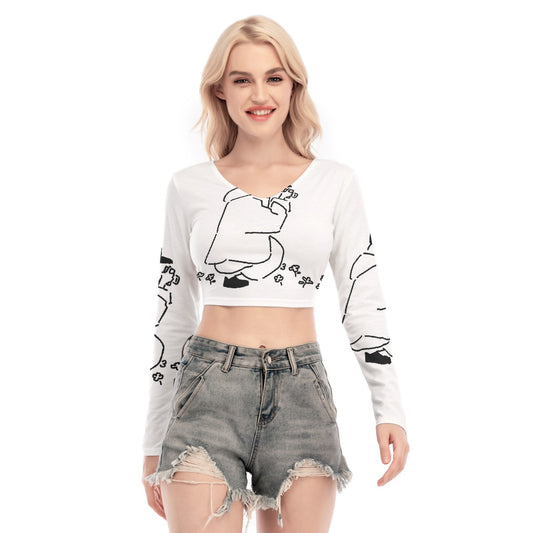 All-Over Print Women's Back Hollow T-shirt With Strap