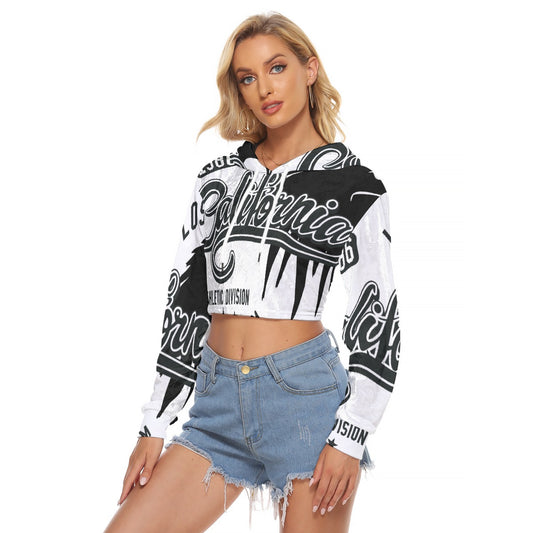 All-Over Print Women's Crop Top Hoodie|Velvet