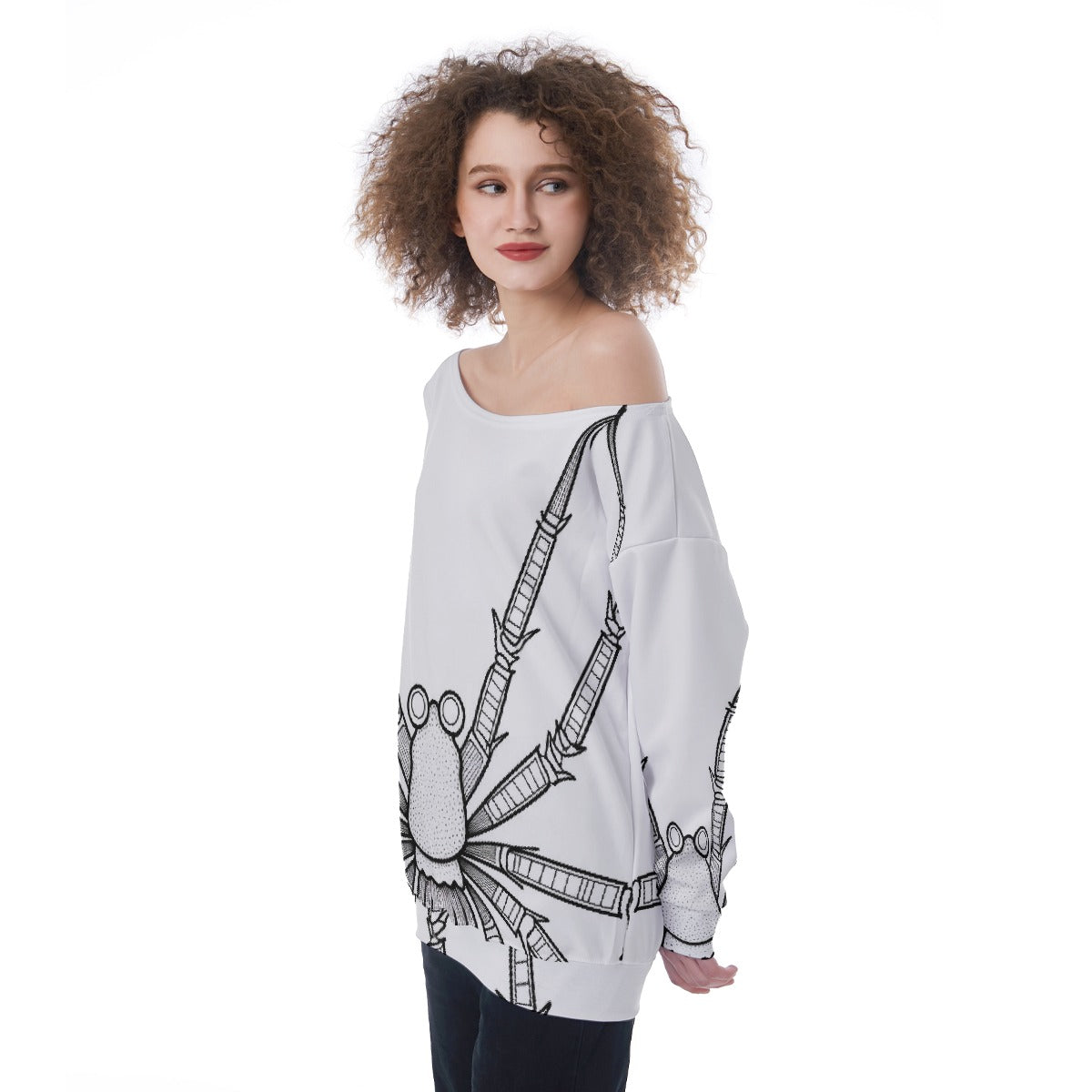 All-Over Print Oversized Women's Off-Shoulder Sweatshirt