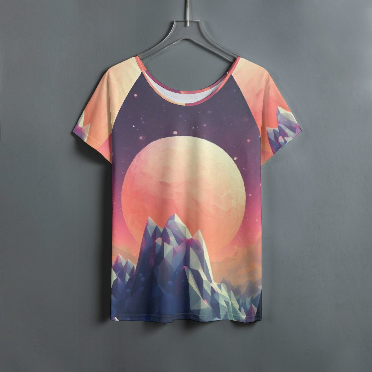 All-Over Print Women's Round Neck T-shirt With Raglan Sleeve