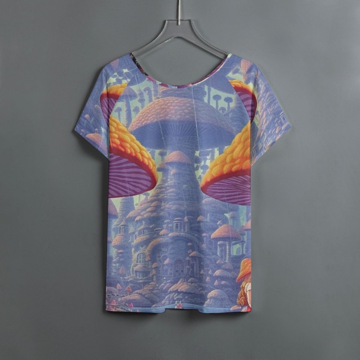 All-Over Print Women's Round Neck T-shirt With Raglan Sleeve