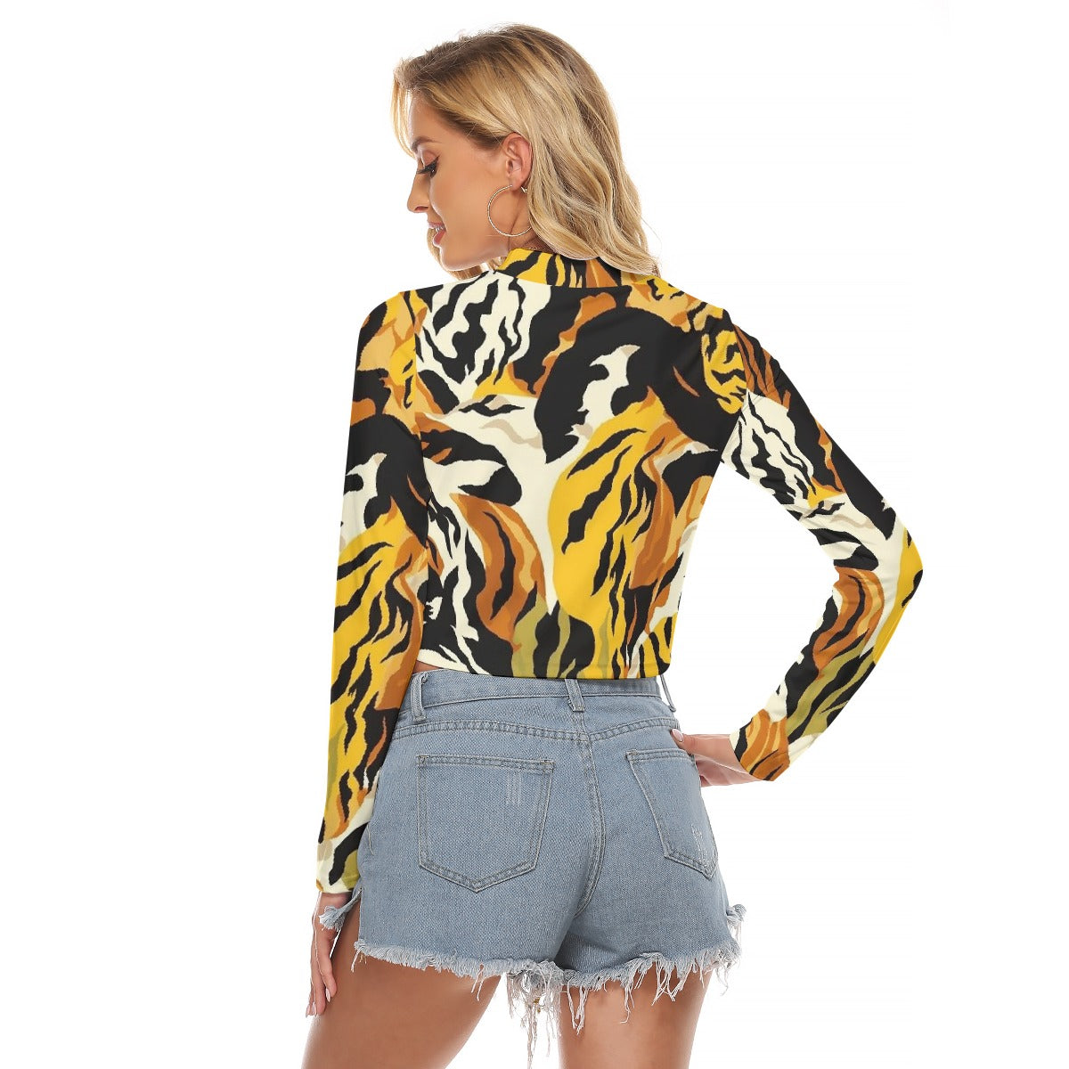 All-Over Print Women's Hollow Chest Keyhole Tight Crop Top