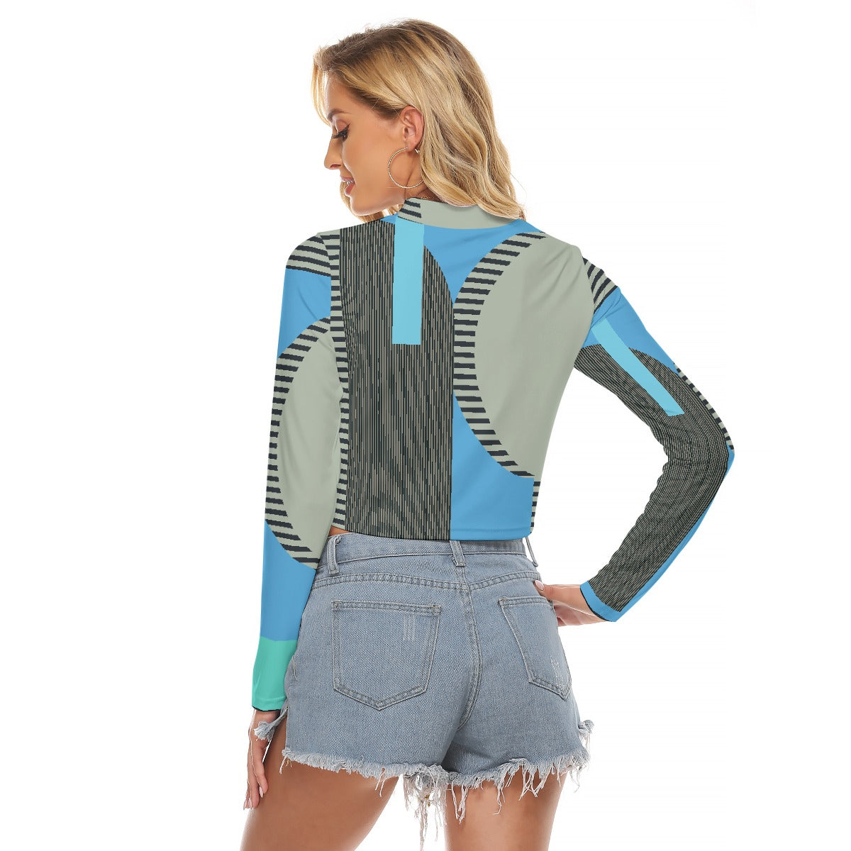 All-Over Print Women's Hollow Chest Keyhole Tight Crop Top