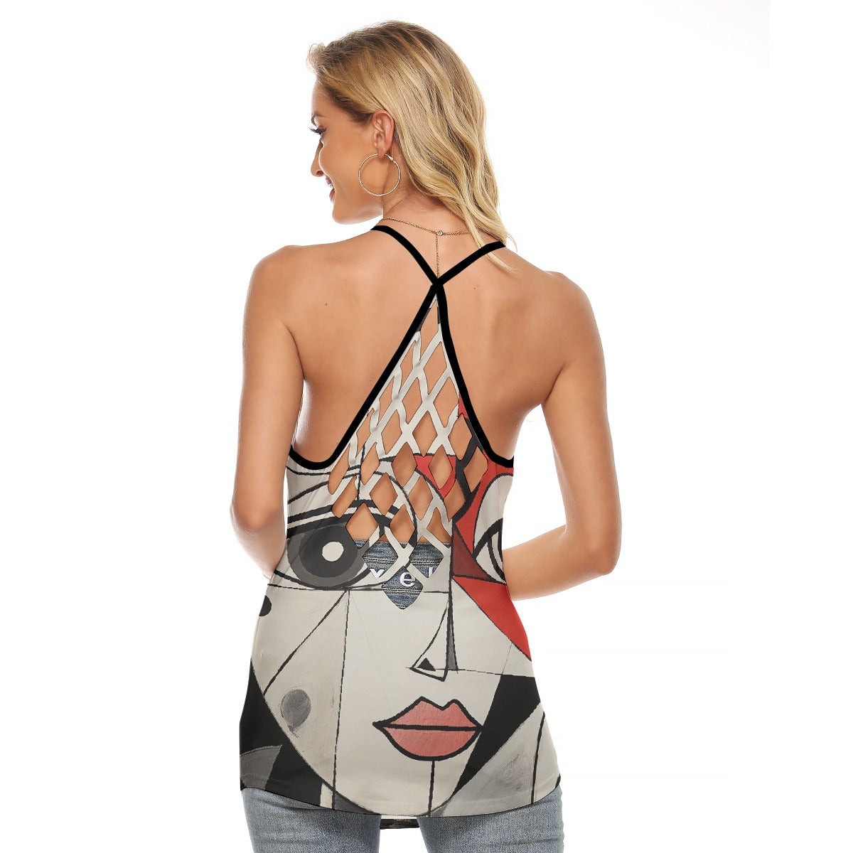 All-Over Print Women's Criss-Cross Open Back Tank Top