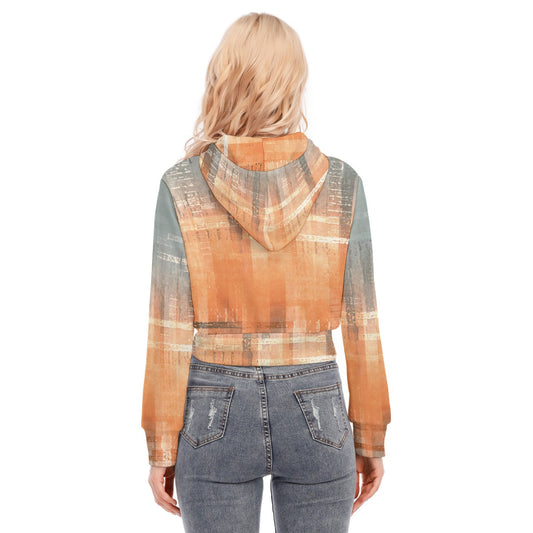 All-Over Print Women's Crop Top Hoodie With Zipper Closure
