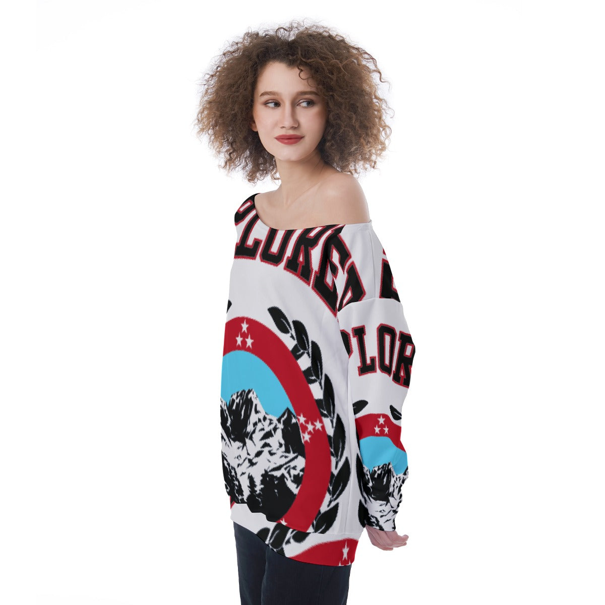 All-Over Print Oversized Women's Off-Shoulder Sweatshirt