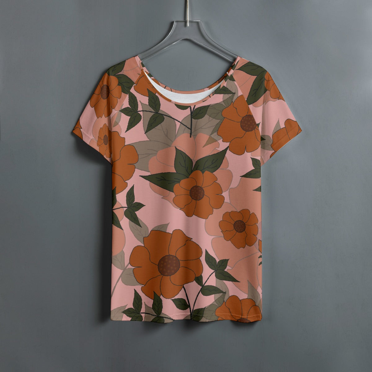 All-Over Print Women's Round Neck T-shirt With Raglan Sleeve