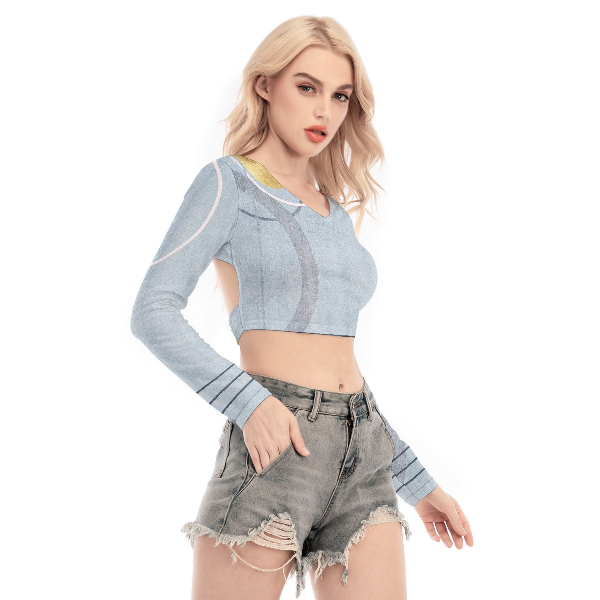 All-Over Print Women's Back Hollow T-shirt With Strap