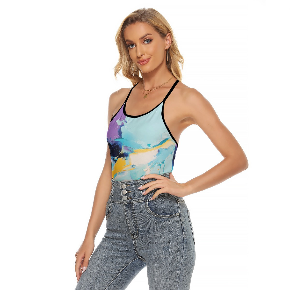 All-Over Print Women's Criss-Cross Open Back Tank Top