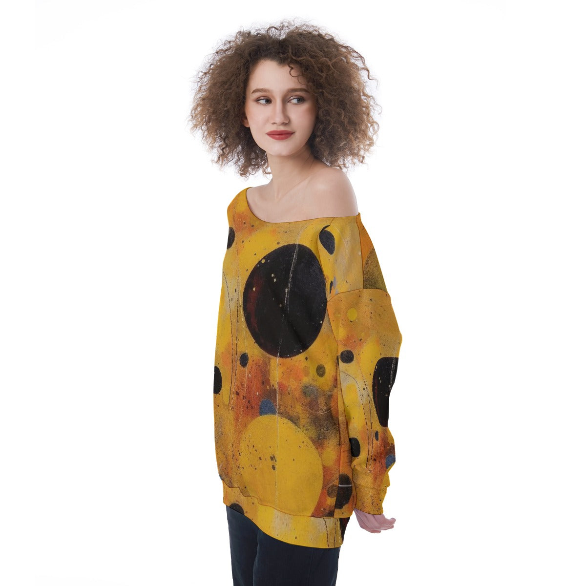 All-Over Print Oversized Women's Off-Shoulder Sweatshirt