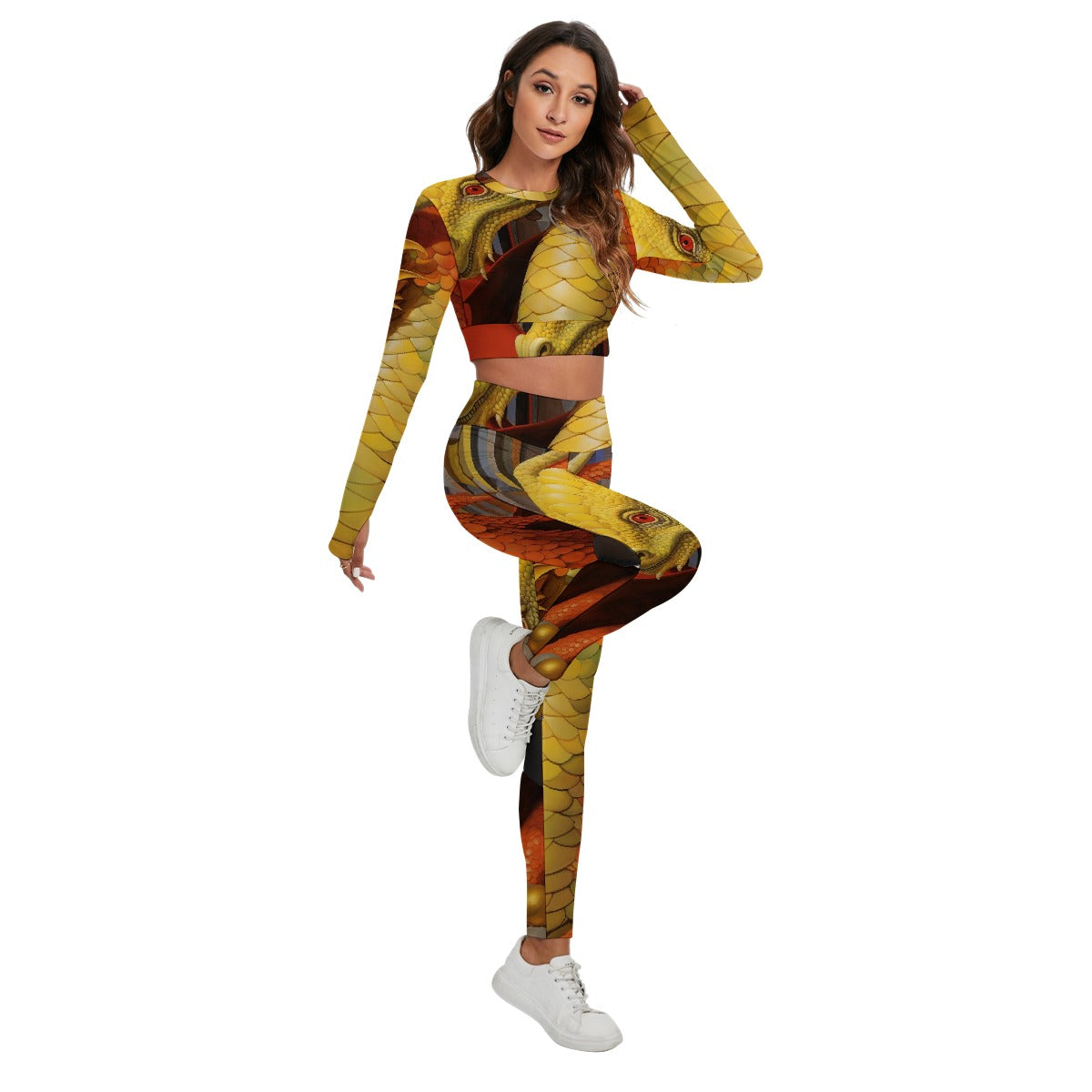 All-Over Print Women's Sport Set With Backless Top And Leggings