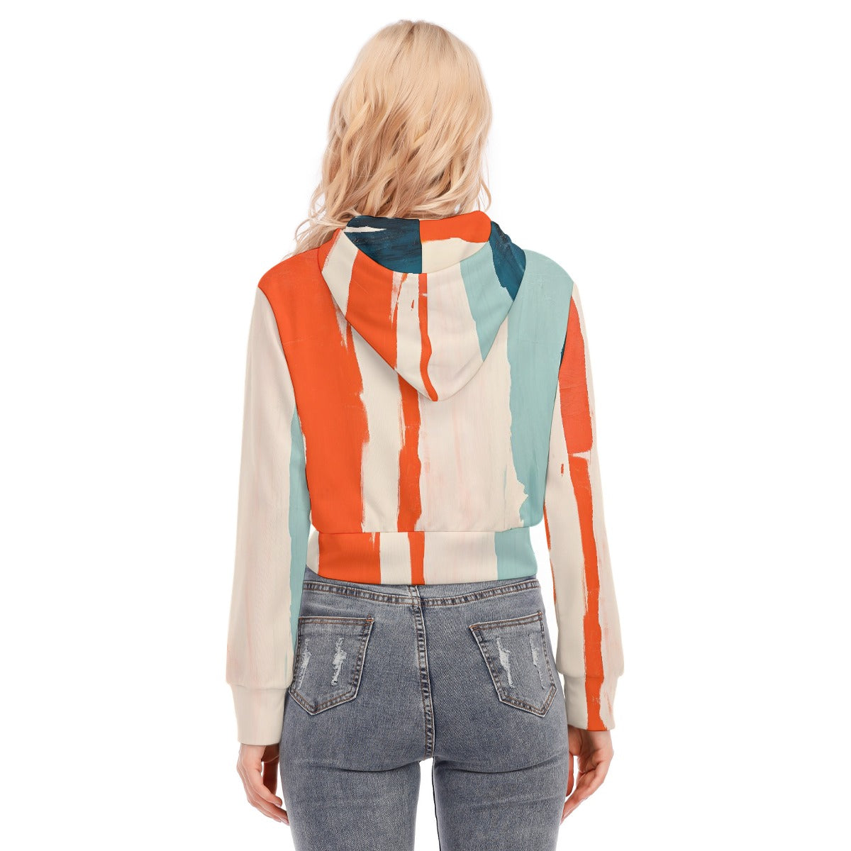All-Over Print Women's Crop Top Hoodie With Zipper Closure
