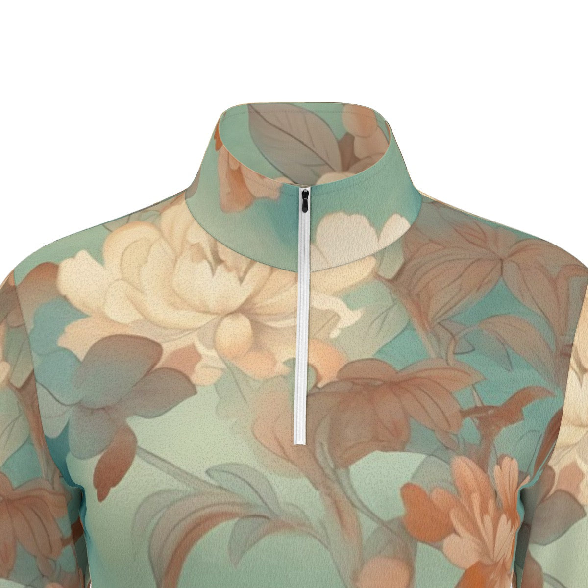 All-Over Print Women's Sports Collar Jersey With Long Sleeve