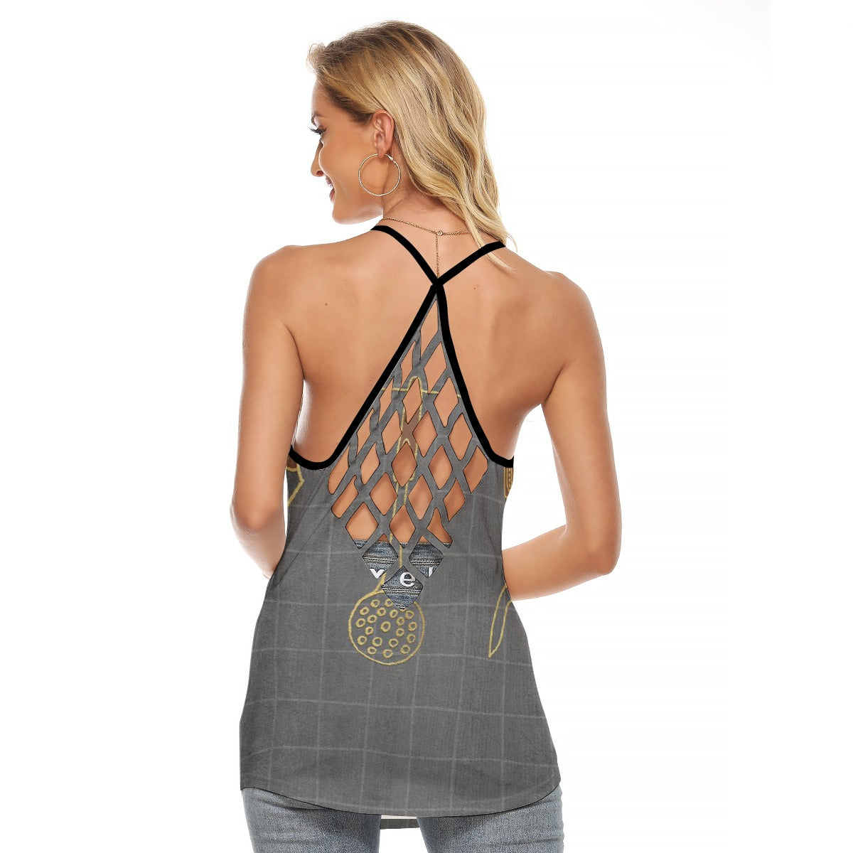 All-Over Print Women's Criss-Cross Open Back Tank Top