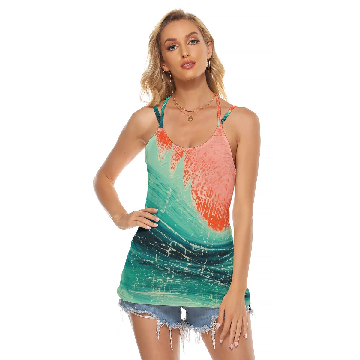 All-Over Print Women's Halter Top With Backless