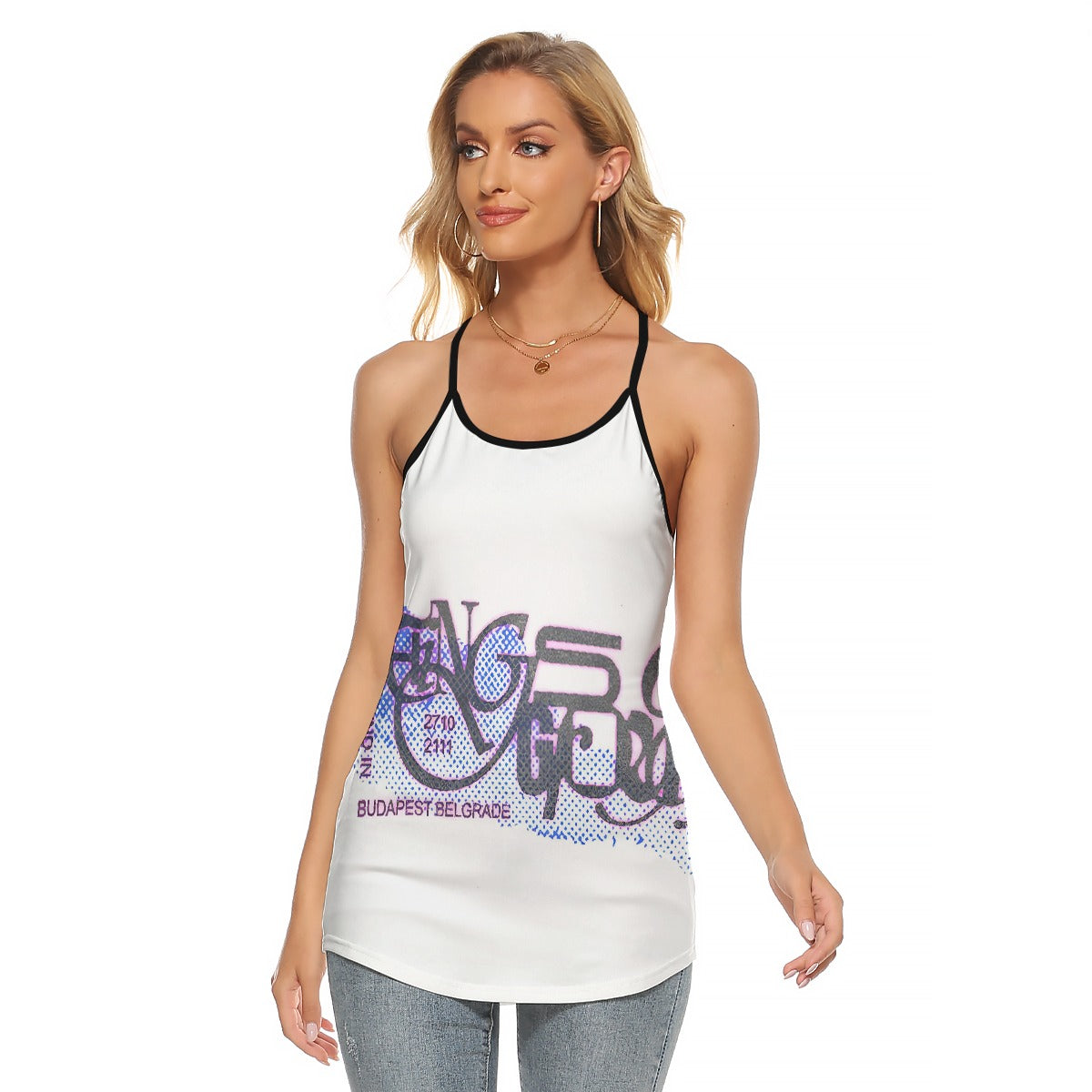 All-Over Print Women's Criss-Cross Open Back Tank Top
