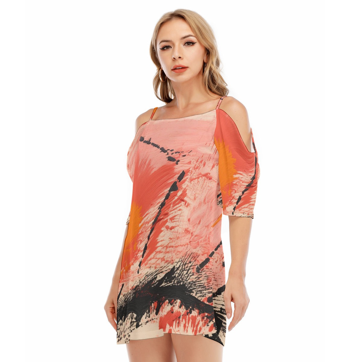 All-Over Print Women's Off-shoulder Cami Dress