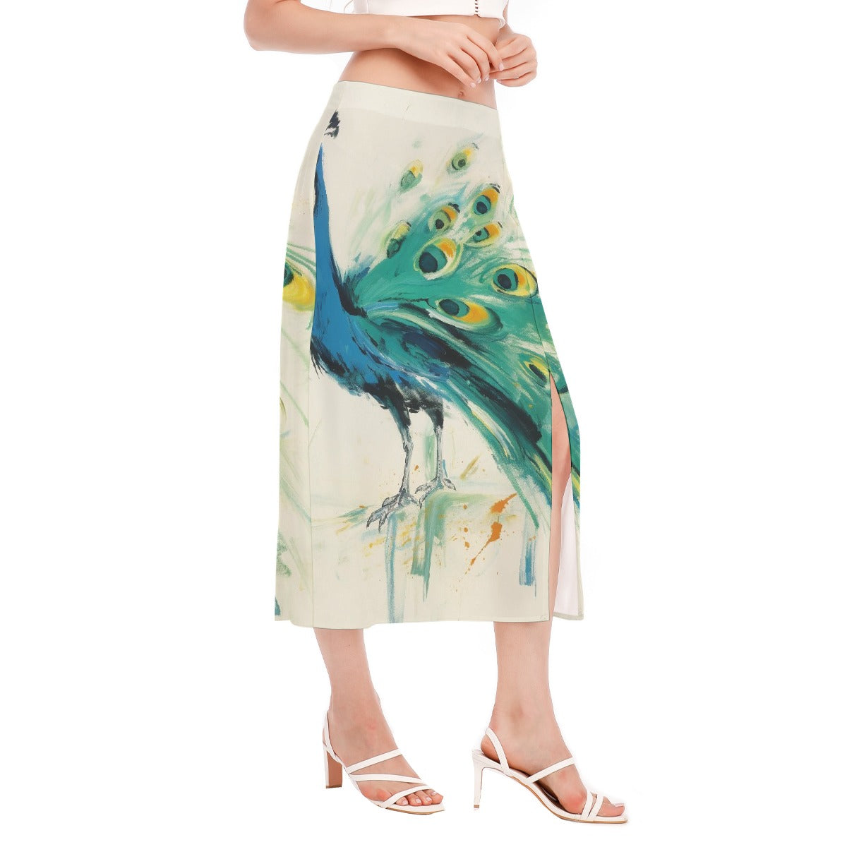 All-Over Print Women's High Slit Long Skirt
