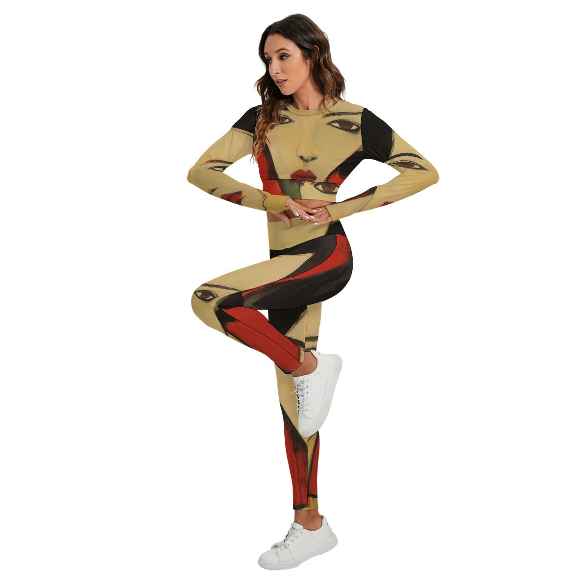 All-Over Print Women's Sport Set With Backless Top And Leggings