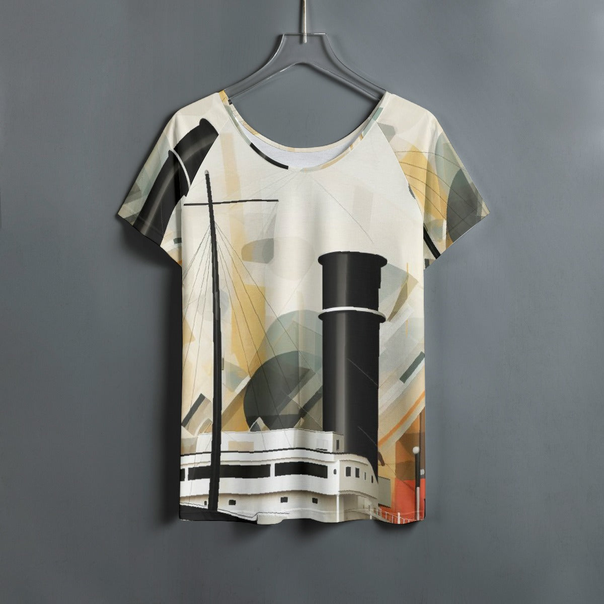 All-Over Print Women's Round Neck T-shirt With Raglan Sleeve